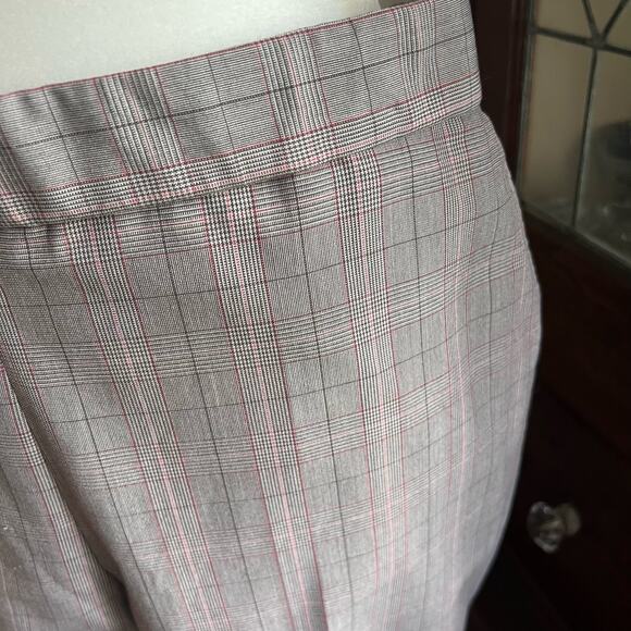 Vintage Gray Plaid Pull-On Elastic Waist Pants Size L Petite Slacks Bootcut Work - Picture 17 of 17